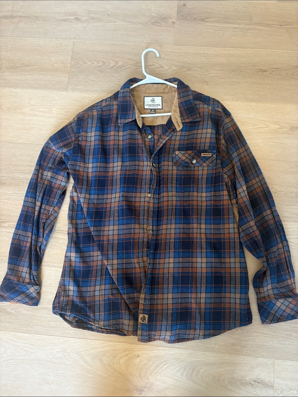 Legendary Whitetails Navy and Brown Plaid Button-Down Shirt
